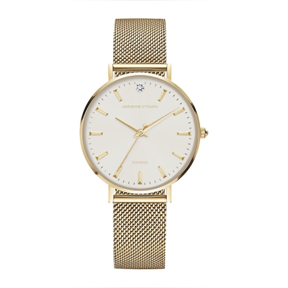 🖤🖤 NWT Adrienne Vittadini Women's Rose Gold-Tone Metal Strap Watch 34mm